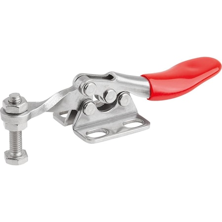 Kipp Toggle Clamp Horizontal Mini, Horizontal Foot F1=500, Fixed Clamping Spindle M04X20, Ss Bright, K1541.10500